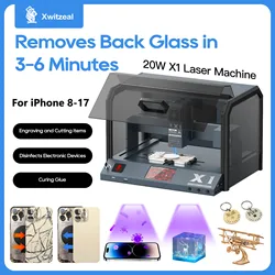 Xwitzeal® X1 20W Laser Machine for iPhone 8-16 Series Back Glass in 3-6 Min, 2025 5-IN-1 Mulit-Machine Fix/Engrave/Cutting Films