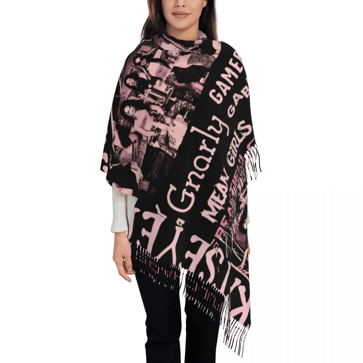 

Katseye Tracklist Ретро красивый шарф Хаоса для женщин зима-осень шаль длинные шарфы с кисточкой для вечернего платья