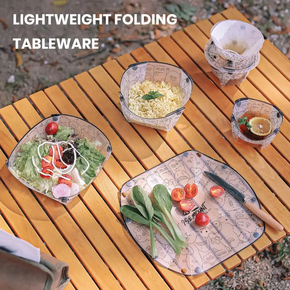 Camping Collapsible Bowl Plate Food Grade BPA Free Heat-Resistant Ultra-Light Folding Water Cup Tableware Camping Accessories