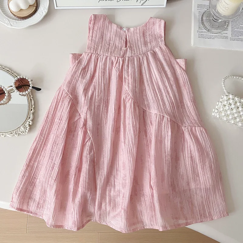 Girls' Summer Dress2024New Little Girl Fashionable Princess Dress Sleeveless Thin Children Vest Skirt Fashion