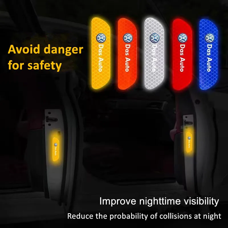 Car Door Safety Warning Reflective Mark 3D Sticker Auto Styling For VW Volkswagen Golf Polo Passat Touran Accessories