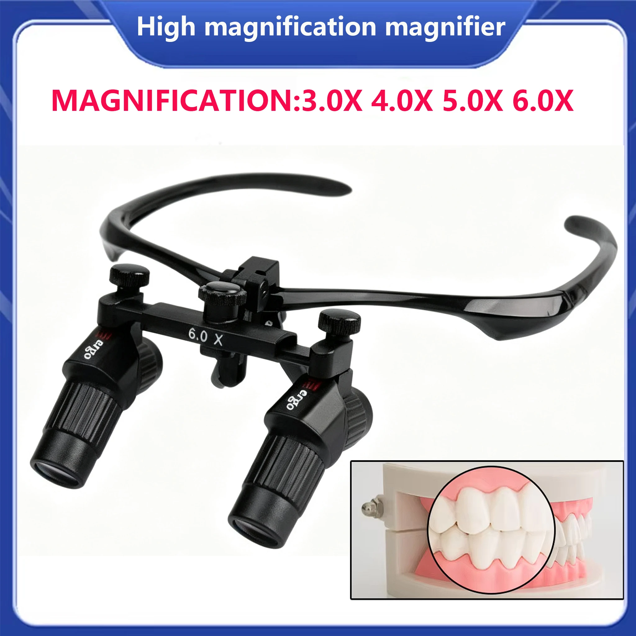 3-6X Dental Binocular Magnifying Glasses Adjustable PD Frame for Dental Implant Root Canal Microsurgery Dentist Oral Operation