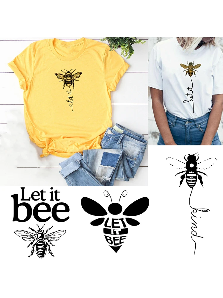 

Honeybee Women T-shirt Let it Bee Graphic Short Sleeve Shirts Female Camisas Mujer Ropa Aesthetics Vintage Top Korean Harajuku