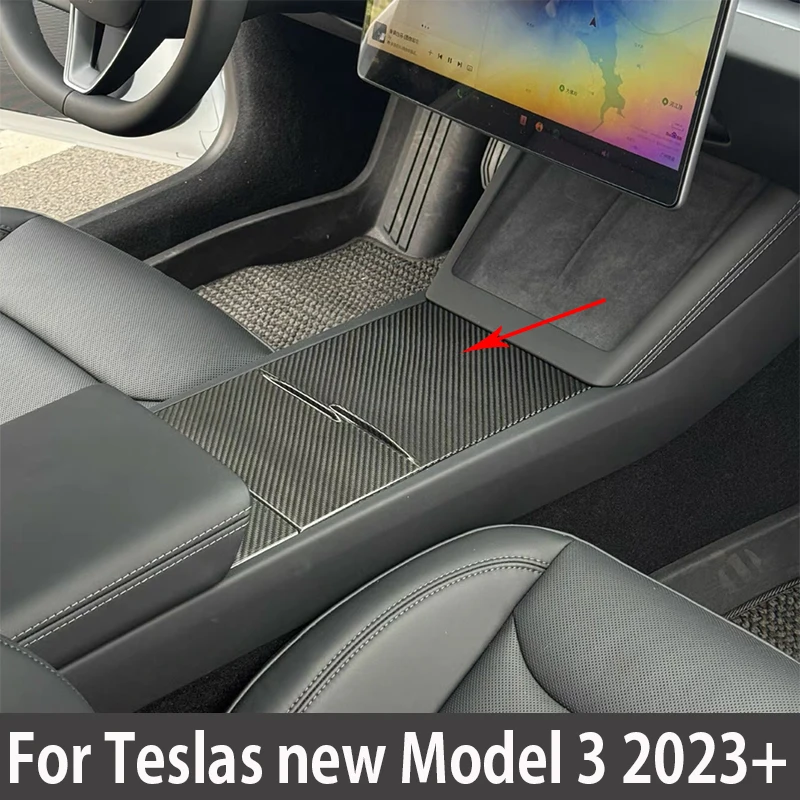 For Tesla's new Model 3 2024 High Quality Carbon Fiber Center Control Sticker Storage Box Trim Protective Patch Cover