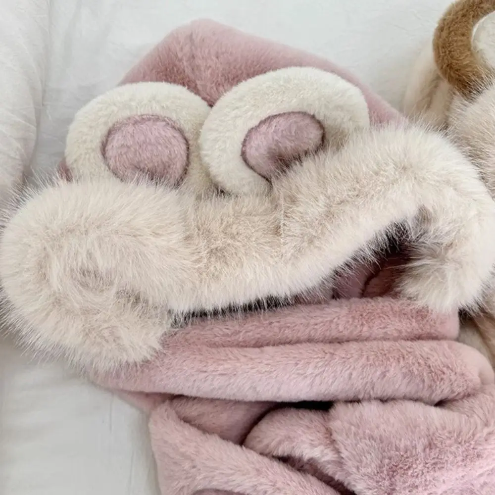 

Милый комплект зимней одежды: шапка с ушками медвежонка, вышитый бант, наушники, шарф, перчатки для женщин, лыжная шапка, повседневный пушистый шарф-шапка, комплект для зимы