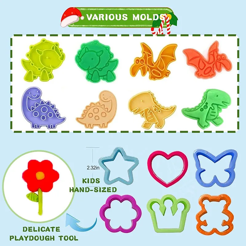 Dough Play Tools for Kids Dough Accessories Molds Dinosaur Fruit Roller Cutter Scissor Playdough Clay Mold Children DIY Toys