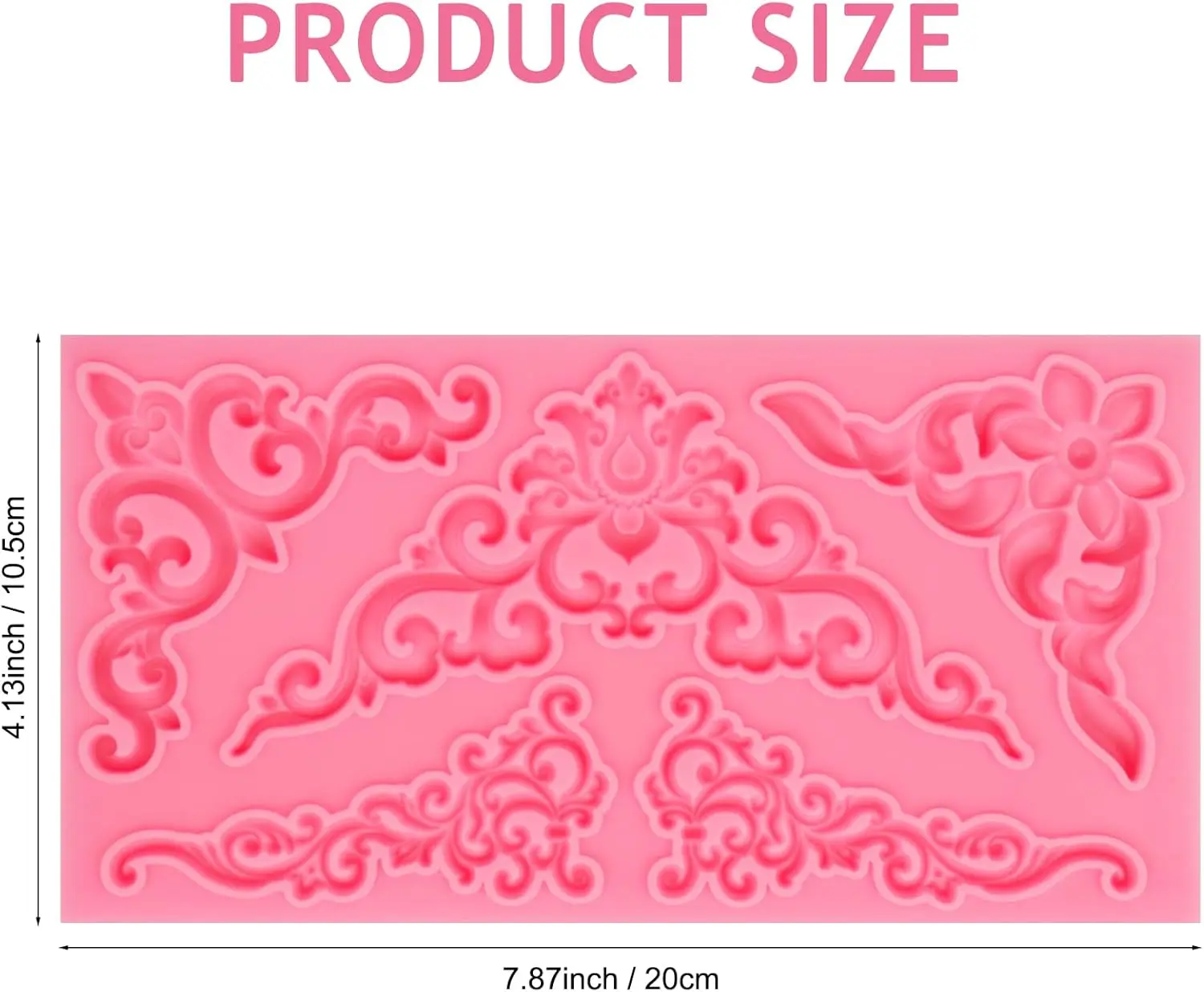 Baroque Corner Silicone Molds Curlicues Relief Scroll Chocolate Cake Border Flower Lace Fondant Baking Molds for Cake Decoration