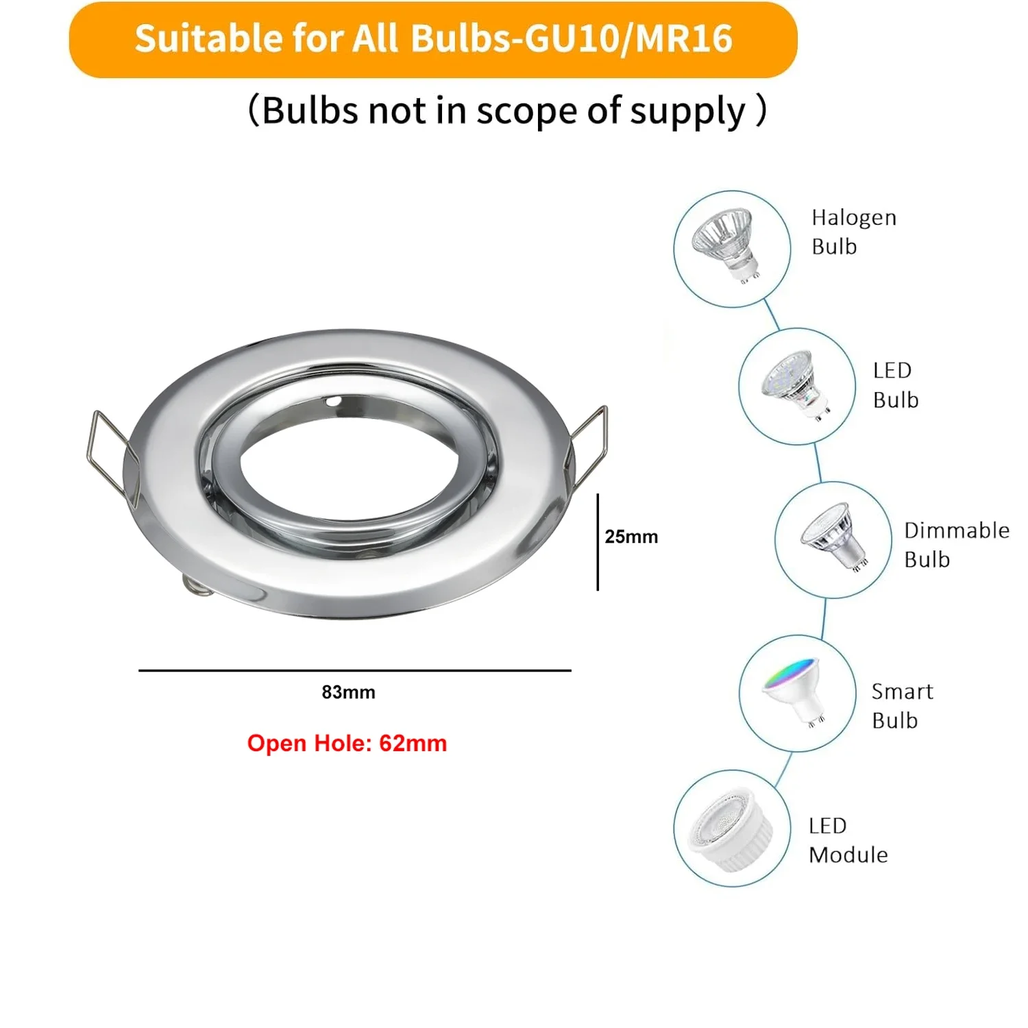 JOYINLED 1/10Pcs Recessed Downlight Kit Spot Light Fitting MR16 GU10 Lamp Holder Round LED Bulbs Fixture Ceiling Bulb Lamp Frame