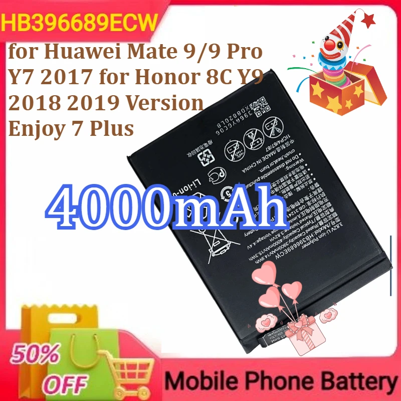 

HB396689ECW for Huawei Mate 9/9 Pro Y7 2017 for Honor 8C Y9 2018 2019 Version Enjoy 7 Plus Mobile Phone Battery 4000mAh+Tools