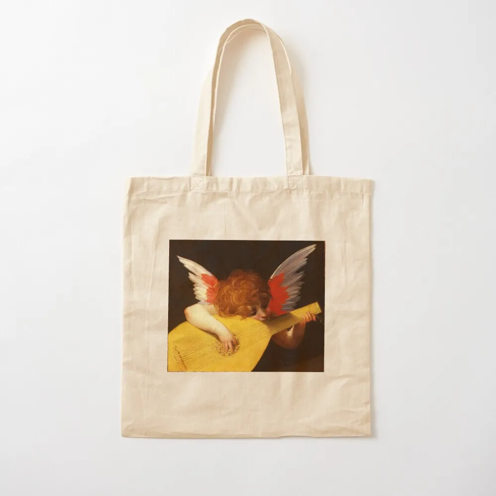 MUSIC MAKING LITTLE ANGEL Winged Cherub Playing Lute Tote Bag Big bag Woman shopper bag Women bags shopper woman