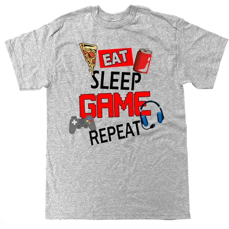 EAT SLEEP GAME REPEAT Headset Video Controller Funny Gamer T shirt