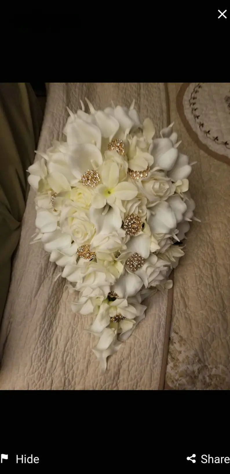 EillyRosia-Broche Dorée en Cascade, Bouquet de Fleurs de Mariage, Lys Calla Blanc, Trash, Larme, Plage, pour la Mariée