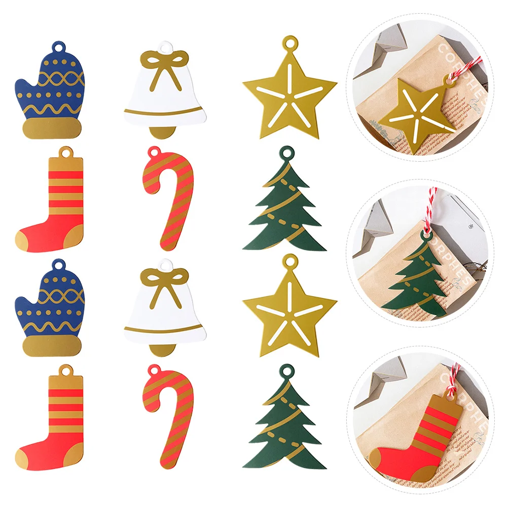 60 stuks Kerstbenodigdheden Diverse Mini DIY-kaart voor het schrijven van wensen Kerstkaarten Geschenken Decoratieve wenskaart Bulkverpakking