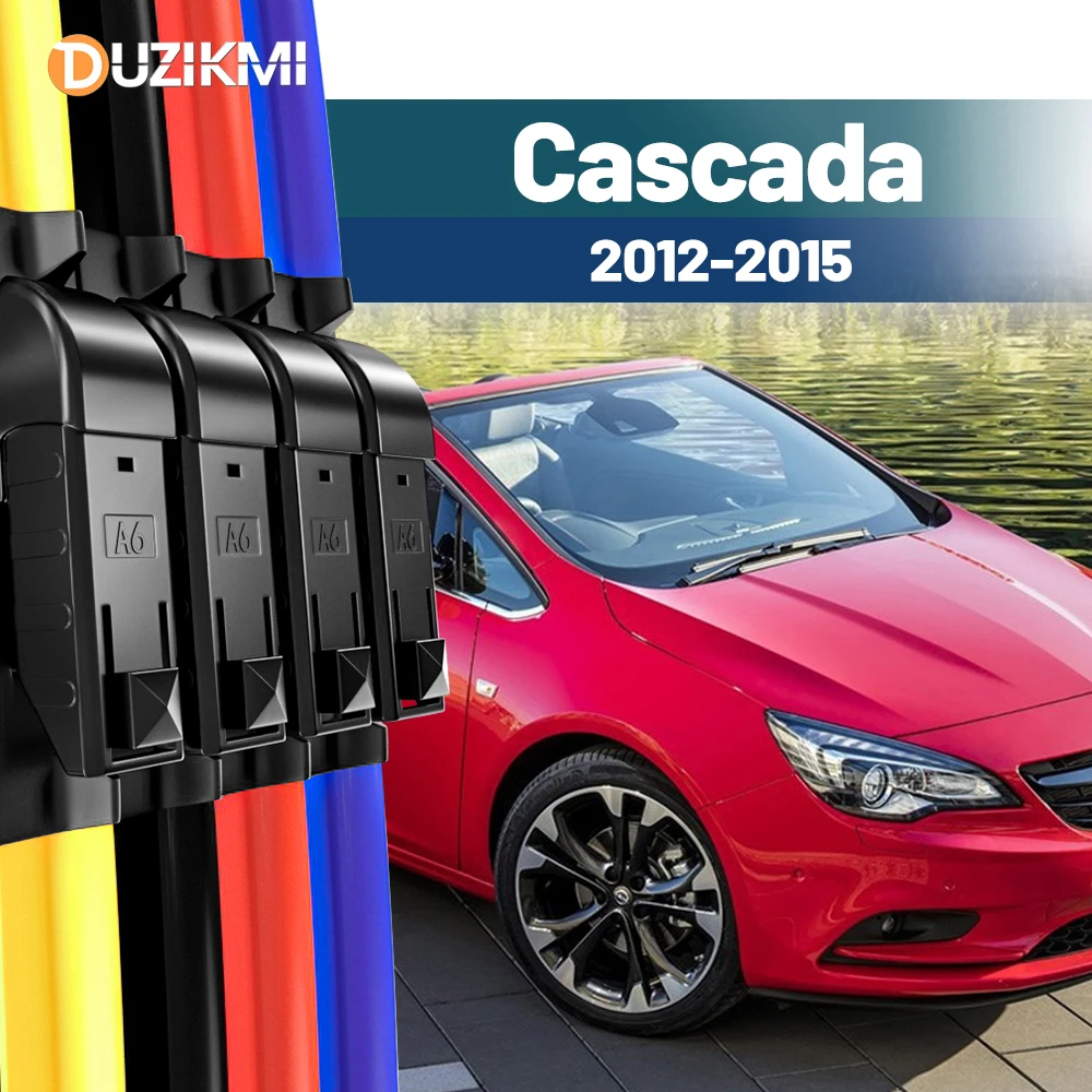 

For Opel Cascada 2012-2015 2013 2014 2pcs Front Windshield Windscreen Wiper Blades Red Blue
