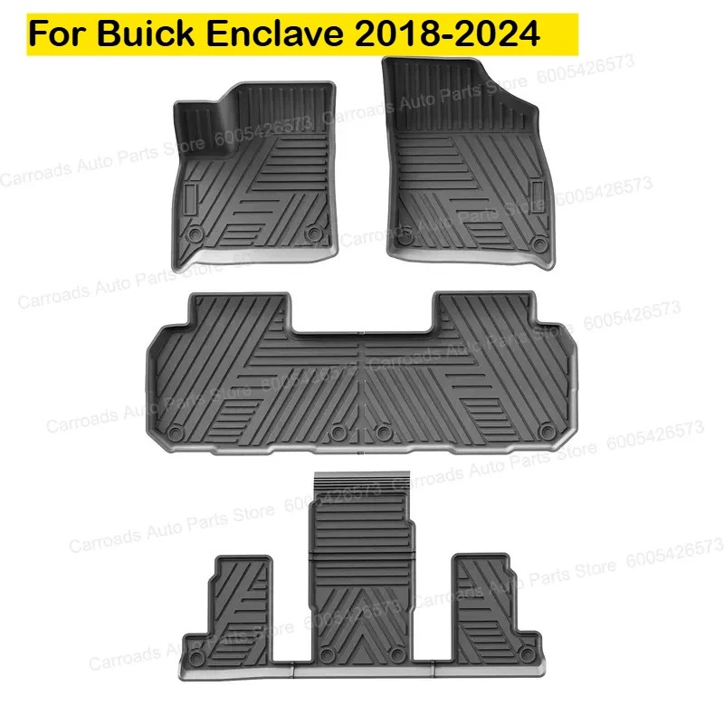  (LHD)For Buick Enclave 2018-2024 Car Floor Mats Trunk Liners All Weather TPE Auto Carpet Accessories Environmentally Friendly