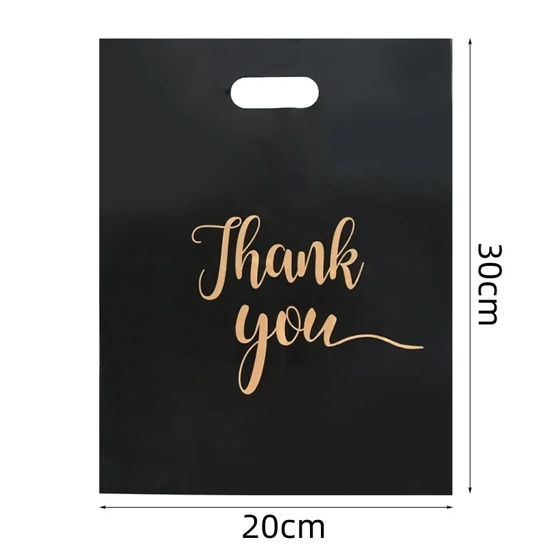 100pcs Thank You Packaging Bags for Small Business Plastic Gift Bag with Handle Christmas Birthday Wedding Party Gift Bag