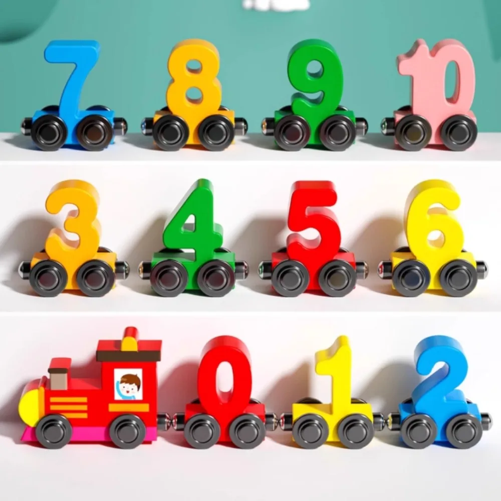 

Magnetic Number Train Toys Cognition Wooden Little Number Train Model Montessori Learning Car Children's Educational Toys