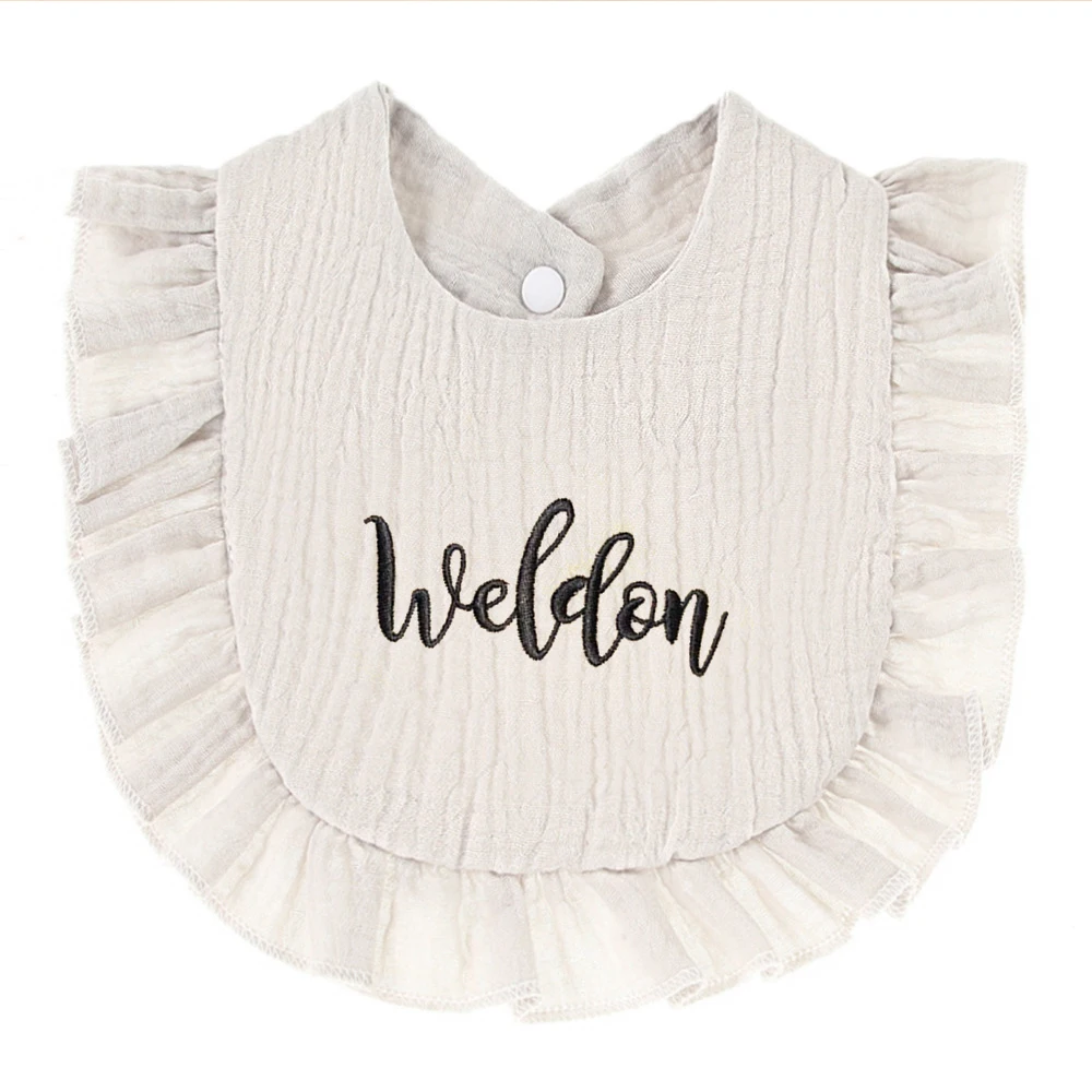 

Embroidered Name Cotton Newborn Baby Bibs Baby Shower Gifts Bib Custom Text Monogram Infant Bibs Baby Girl Feeding Towel