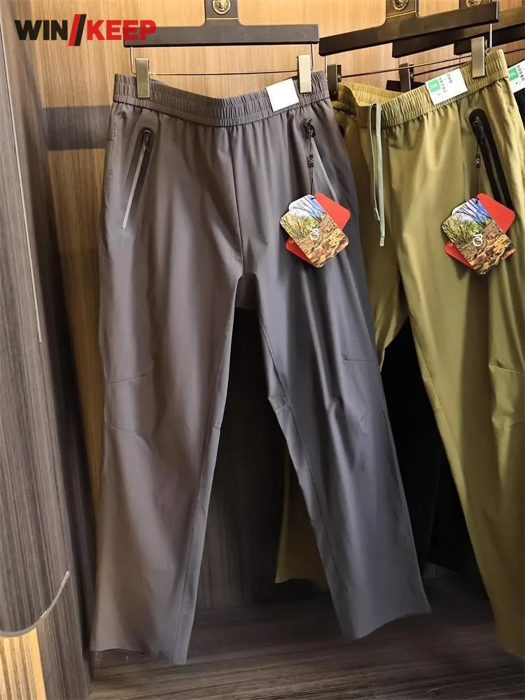 

Mens Hiking Outdoor Spring Summer 2025 New Trekking Trousers Windproof Pants Sweatpants Sports Loose Fit Straight Camping