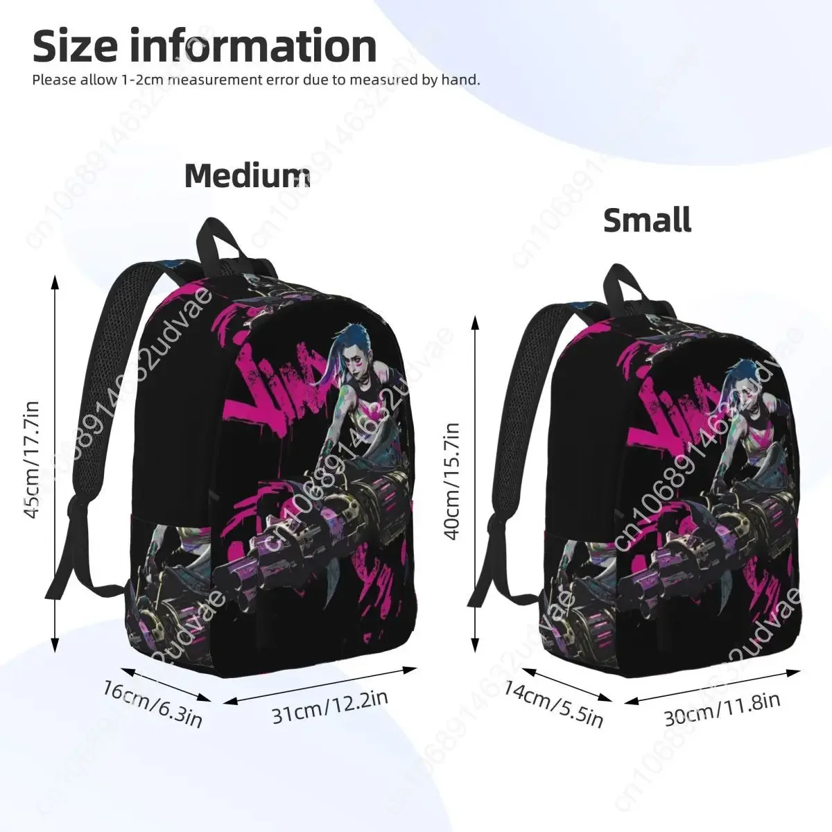 Arcane Anime Jinx Cool Teenage Backpack Outdoor Student Work Daypack for Men Women Laptop Computer Shoulder Bag