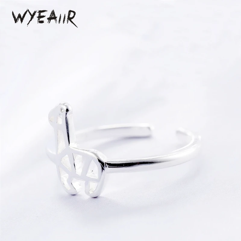 

WYEAIIR стерлингового серебра 925 пробы, милый олень, креативный жираф, студенческий подарок, милые ювелирные изделия, женское кольцо с изменяемым размером
