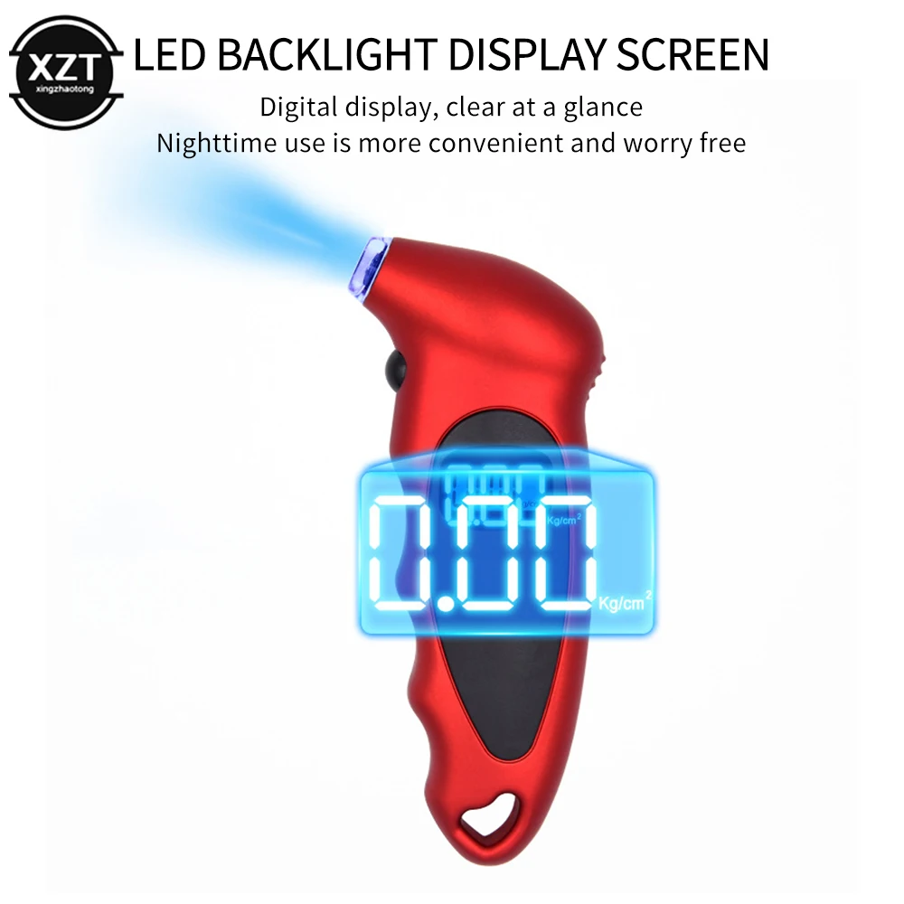 ポータブル車のタイヤ空気圧計,デジタルLCDタイヤテスター,安全ツール,バックライト,高精度