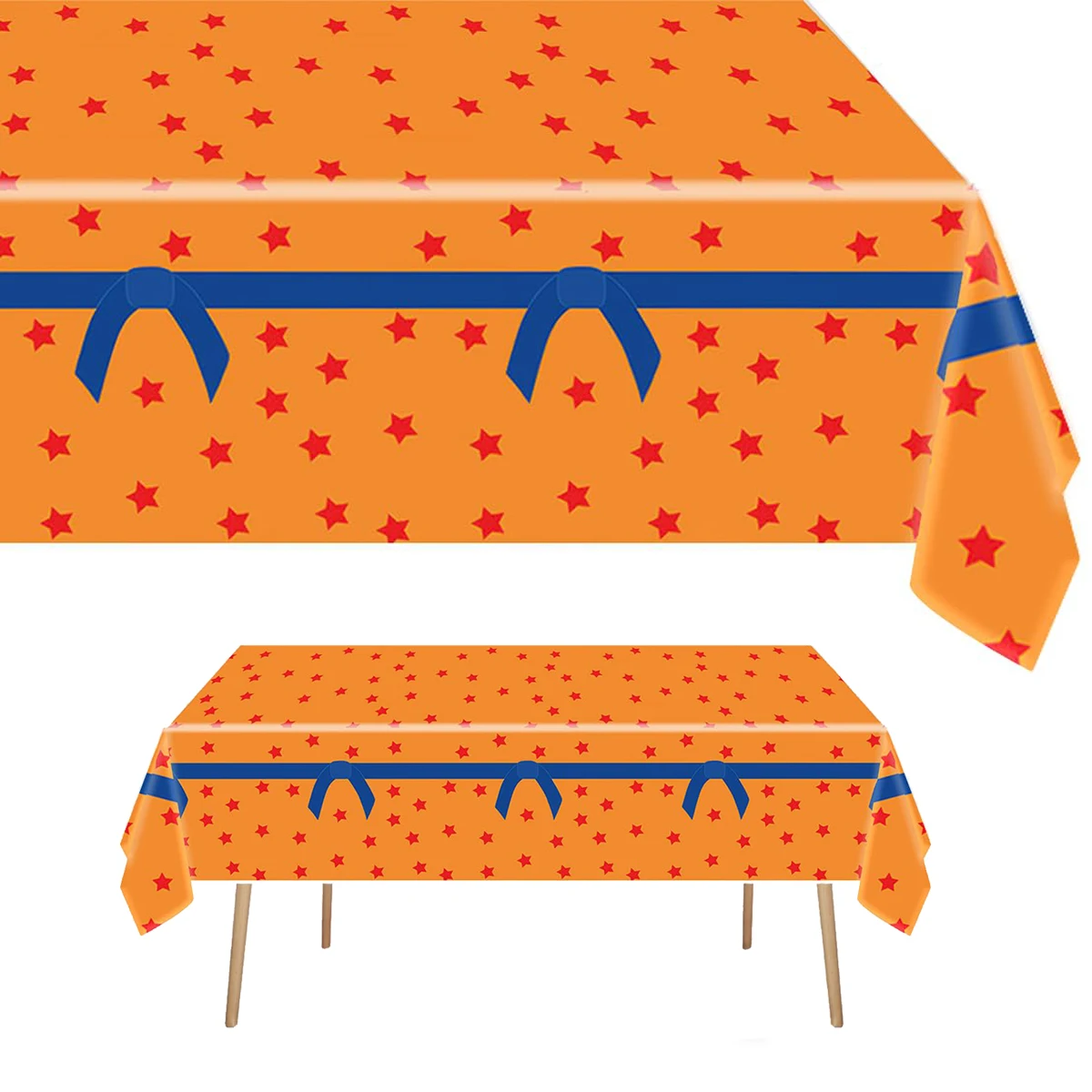 Orange and Red Stars Tablecloth Anime Theme Party Cartoon Dragon Table Cover for Birthday Themed Party Decoration