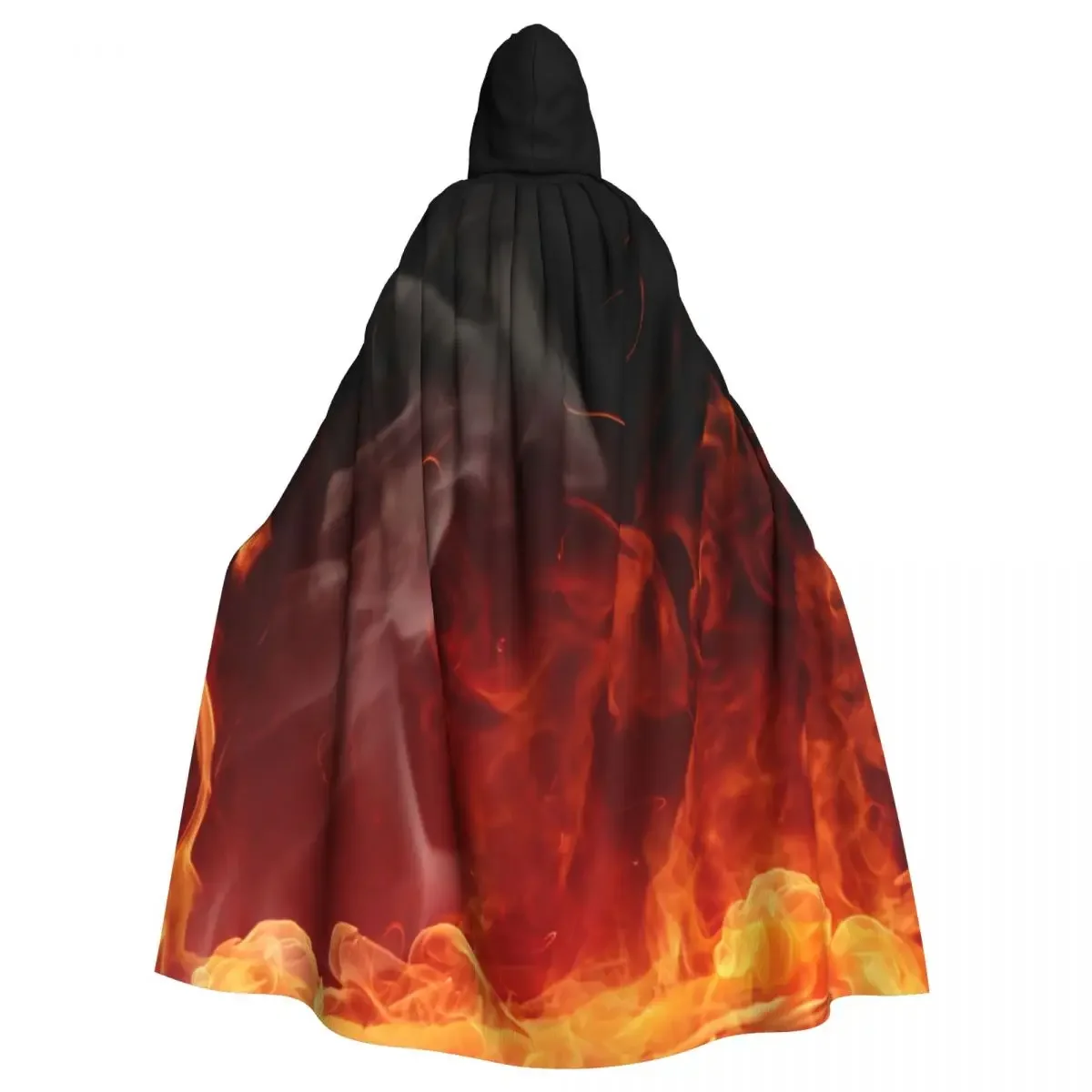

Burning Flame Hooded Cloak Polyester Unisex Witch Cape Costume Accessory
