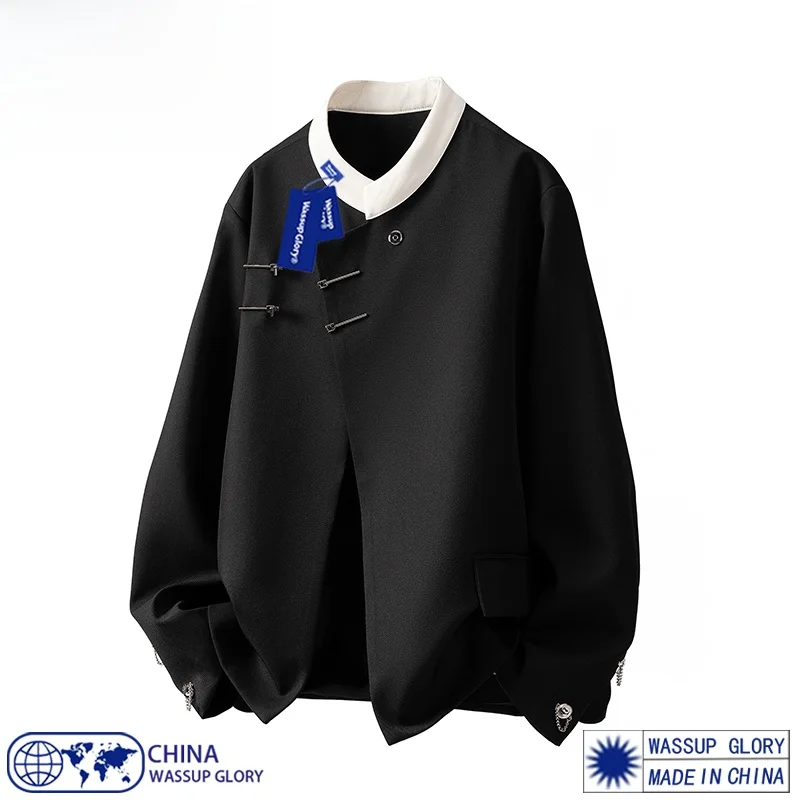 

New Chinese Sle Men's Jaet WASSUP GLORY High-End Feeling Haome Zhongan Suit Autumn New Arrival Loose Fit Metal Decor...