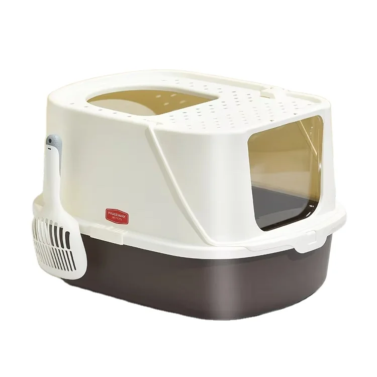 

STLFWholesale Extra Large Anti-Splash Fully Enclosed Plastic PP Cat Toilet Cat LittersBox with Disinfection Deodorization Featur