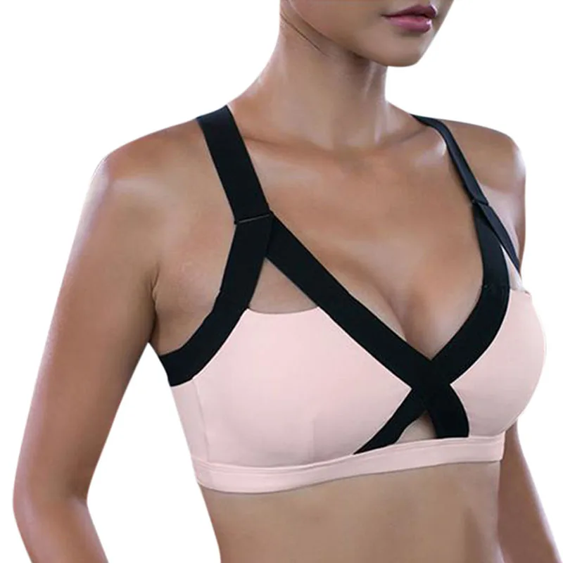 Cross Strap Sports Bra para Mulheres, Yoga Crop Tops, Roupa Interior Treino, Novo, 2024