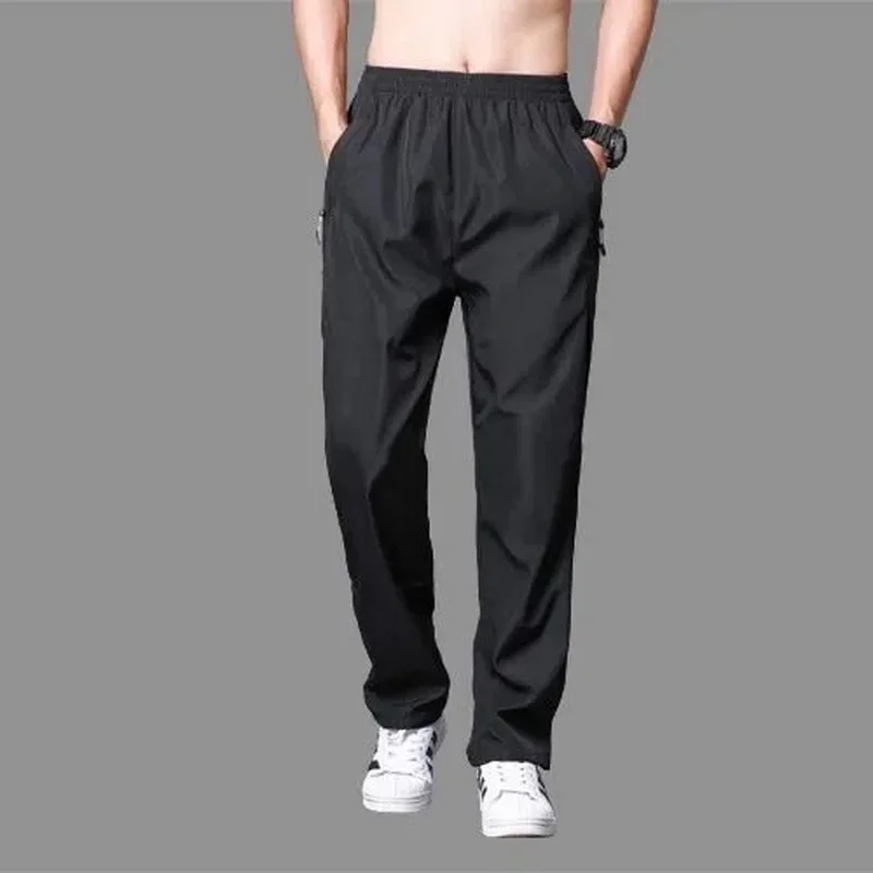 Summer Casual Pants Mens Oversized Sweatpants Gray Black Wide Resistant Breathable Track Pants Running Tracksuit Trousers 6XL