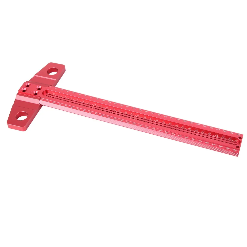 

Convenient Aluminum Alloy T Square Ruler 300mm Support Lips Architect Ruler Red Woodworking Scriber Woodworking