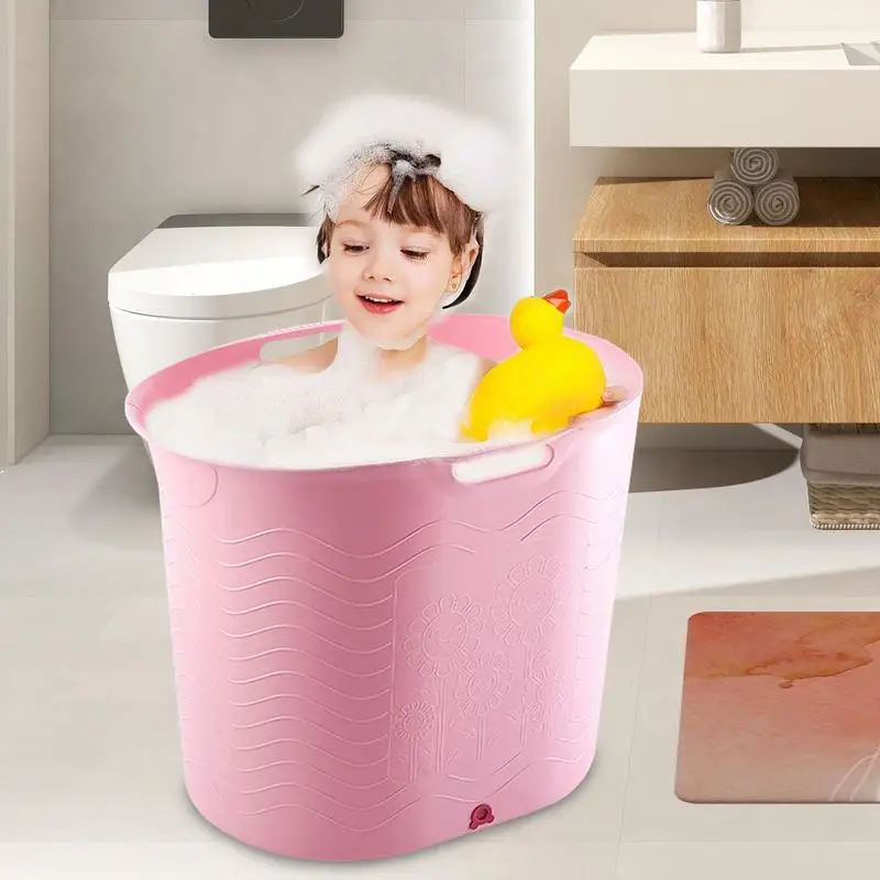 Child Bathtub High Temperature Resistant Comfort Baby Bathtub With Drainage Safe Portable Bath Bucket Travel Toddler Supplies