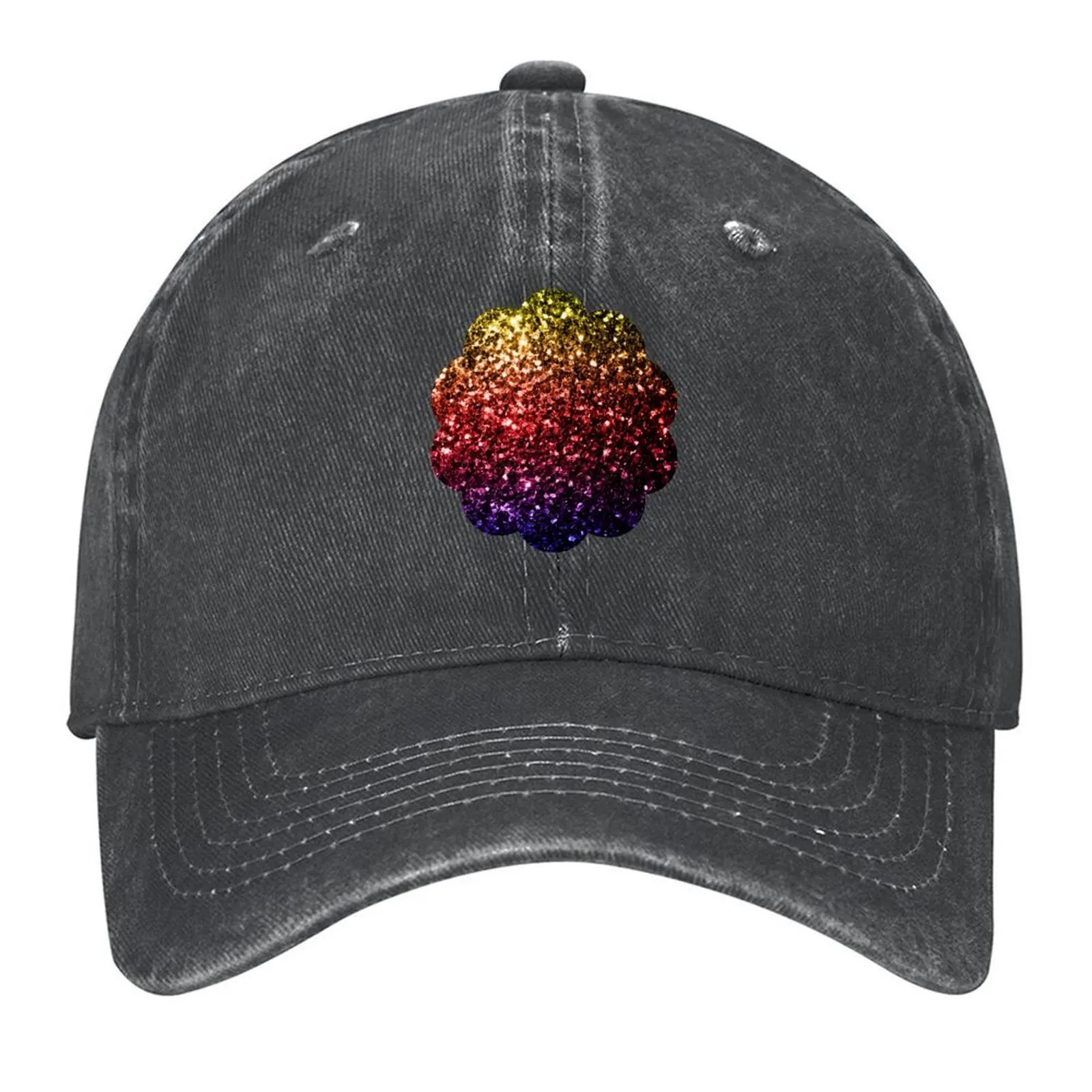 

Rainbow yellow red purple faux sparkles Baseball Cap luxury woman cap fishing hat Gentleman Hat hats on offer Golf Women Men's