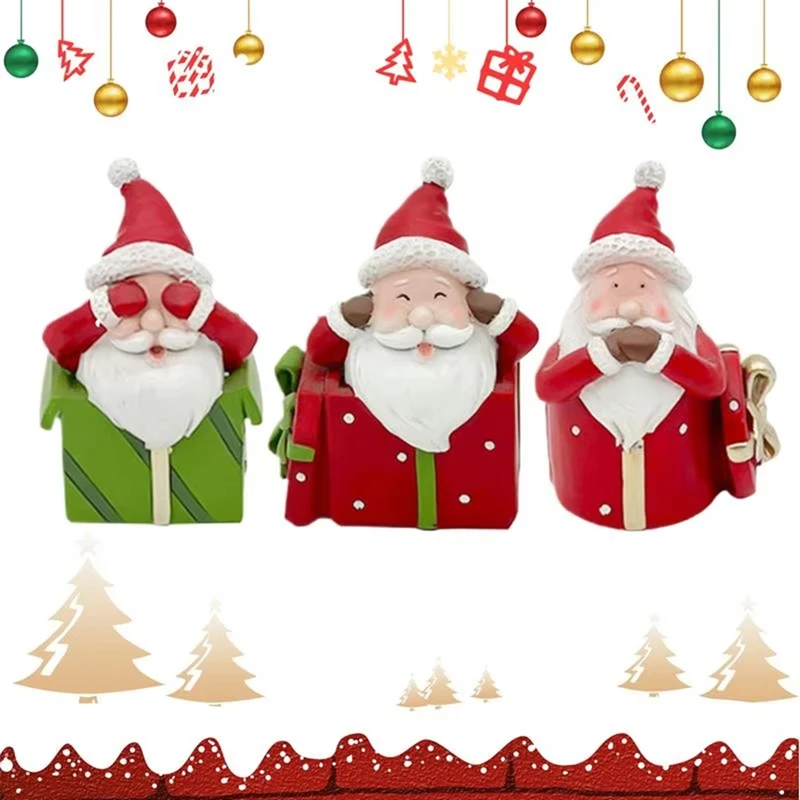 Resin Santa Claus Decorations Christmas Statues Resin Miniaturdesktop Ornaments Figurine Holiday Supplies