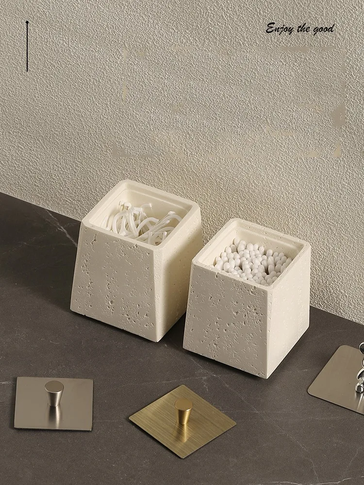 

Ящик для хранения травертина в стиле ваби-саби, органайзер из натурального камня для ватных дисков, зубная нить, туалетный столик в стиле бохо, домашний декор