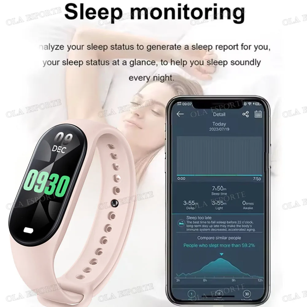M6 Smart Bracelet Multi-Function Heart Rate Blood Pressure Monitor Step Music Sleep Monitor M6 Smart Fitness Sports Watch F107