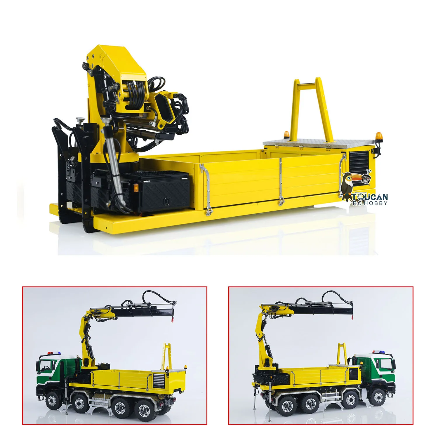 1/14 LESU Metal Cargo Box Hydraulic Crane for LESU Roll on Off Dumper Truck RC Accessories 7CH Valve with Lights DIY Model Gifts