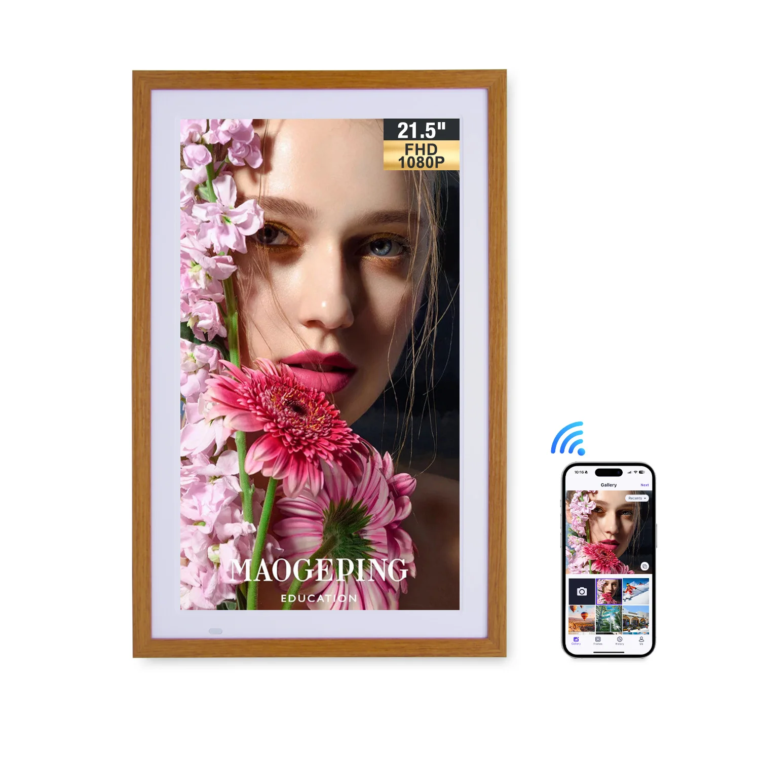 21.5-inch Metal Wood FrameUhale Software Wall-mounted Wifi Digital Picture Frame