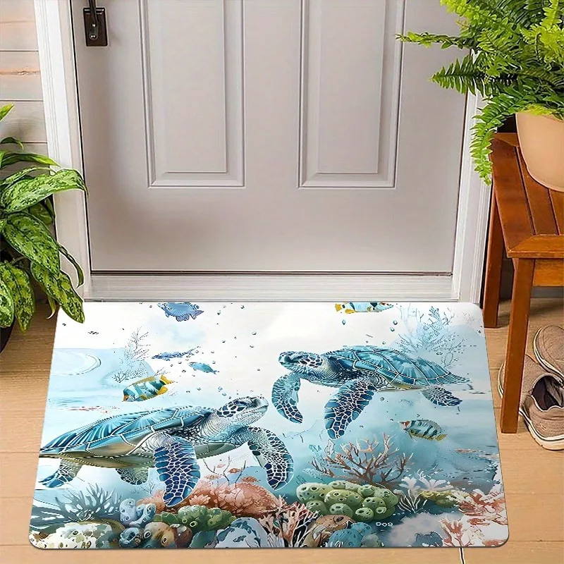 

1PC HD Sea Turtle pattern Door Mats Kitchen Rugs Non-SlipPop design Bedroom Rugs Bath Mat Carpet for Home Sink Laundry Decor