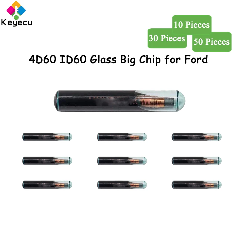 

KEYECU 10 30 50 шт. Aftermarket 4D60 ID60 стеклянный большой транспондер чип для Ford Connect Fiesta Focus Ka Mondeo