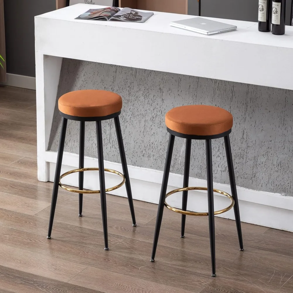 Set di 30 sgabelli da bar, sgabello da bancone moderno senza schienale con poggiapiedi dorato, comodo e imbottito in velluto, barra in metallo