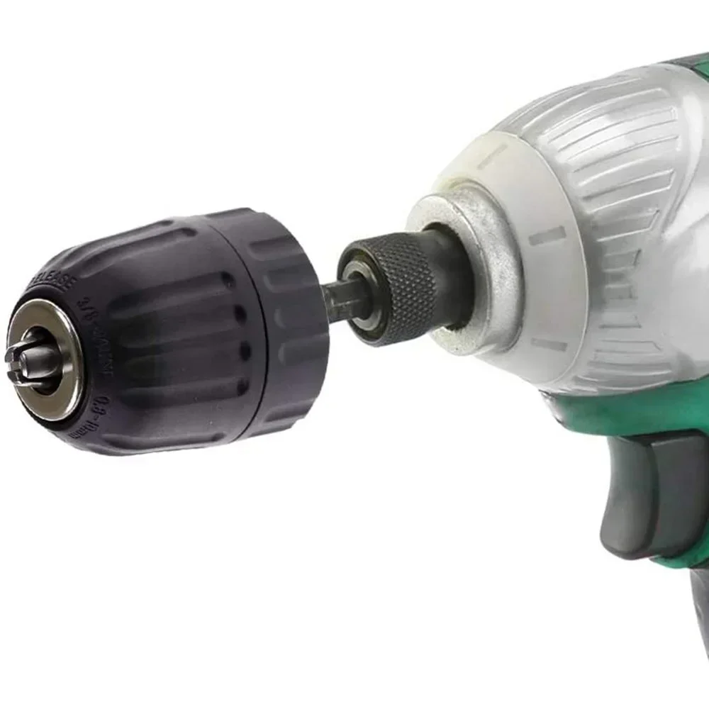 STONEGO 0.8-10mm Keyless Drill Chuck Converter 3/8"- 24UNF Thread Quick Change Adapter 1/4" Hex Shank