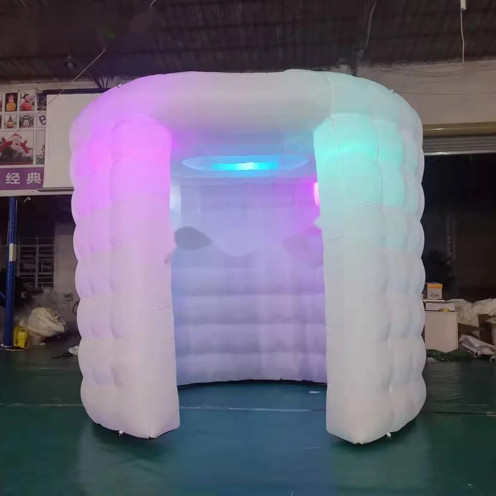 Cabina de fotos inflable de forma ovalada 360, telón de fondo con luces LED RGB, tienda portátil para fiesta, boda, evento, 3x2,4 m, venta al por mayor