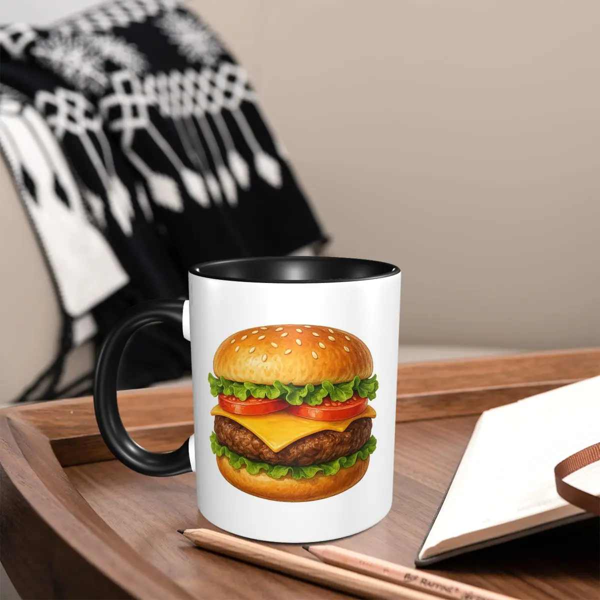 Hamburger Realistic Burger Design Mug Funny Ceramic Coffee Cups Tea Mugs Milk Cup Drinkware Gifts for Woman Man