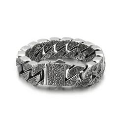 QN New Titanium Steel Domineering Trendy Men's Personality Carved Pattern Totem Retro Bracelet Temperament All-match Accessories