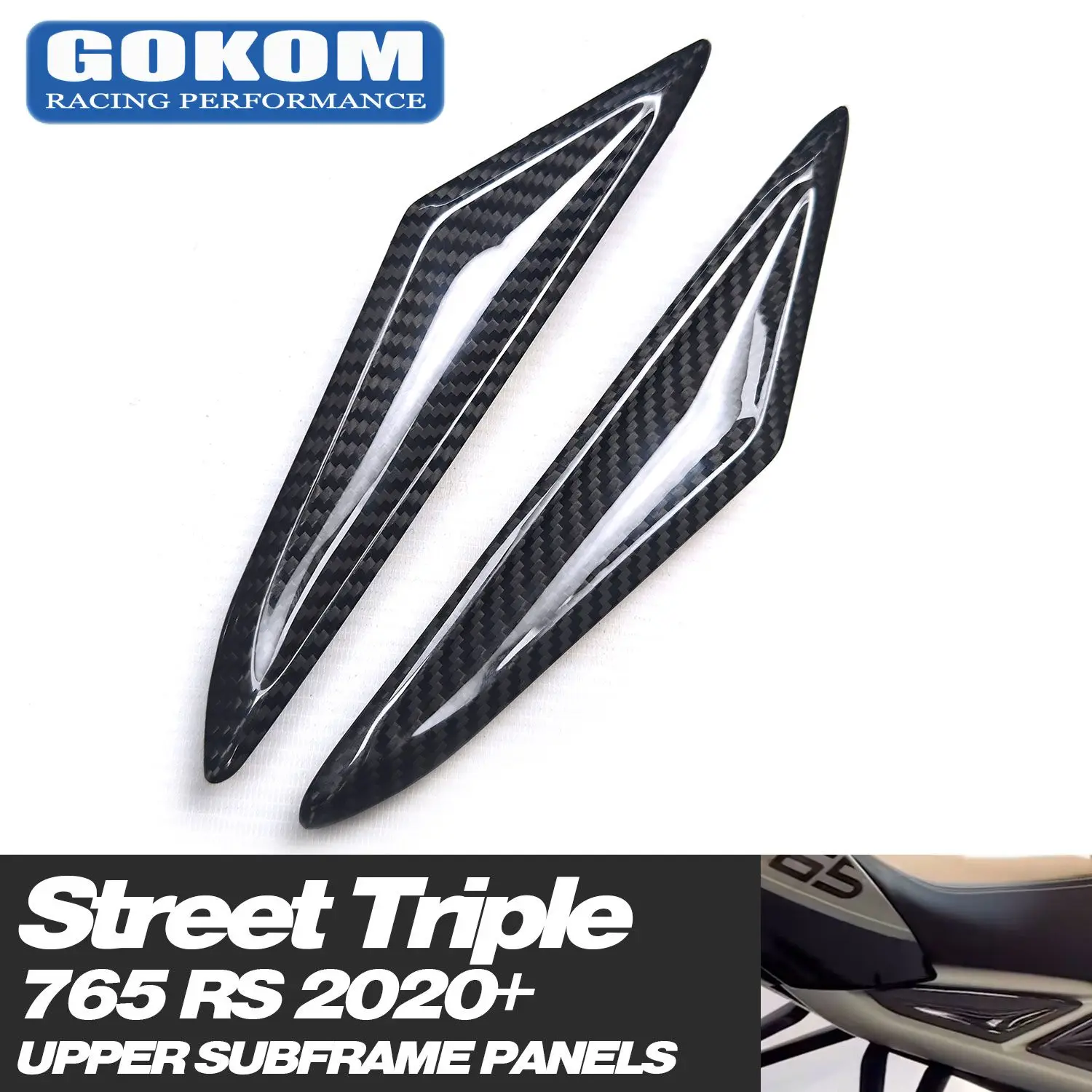 

Gokom Racing Motorcycle Parts Carbon Fiber For TRIUMPH STREET TRIPLE 765 S/R/RS CARBON FIBRE UPPER SUBFRAME PANELS