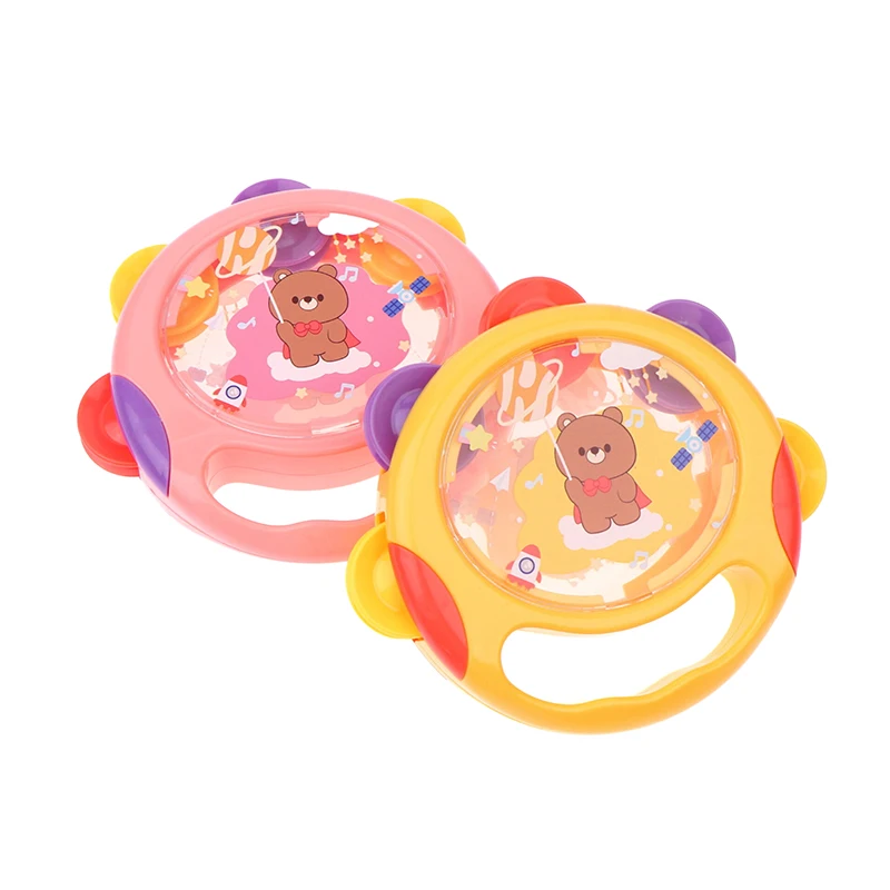 15.5*14cm 아기 악기 휴대용 드럼 몬테소리 장난감 유아를위한 딸랑이 대화 형 음악 교육 어린이 장난감