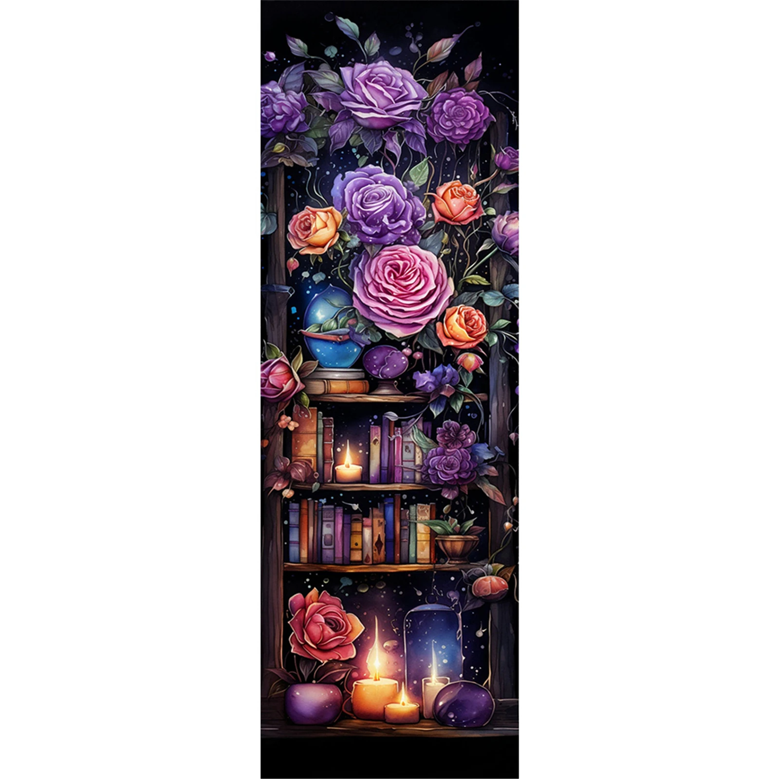 

Bookshelf Full DIY 5D Round Drill Diamond Painting Gem Art for Adults/Beginners Gift Idea Home Decor 11.81x35.43in